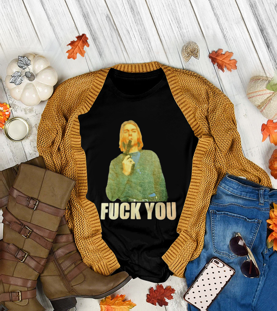 Kurt Cobain Fuck You Gun Image T-Shirt