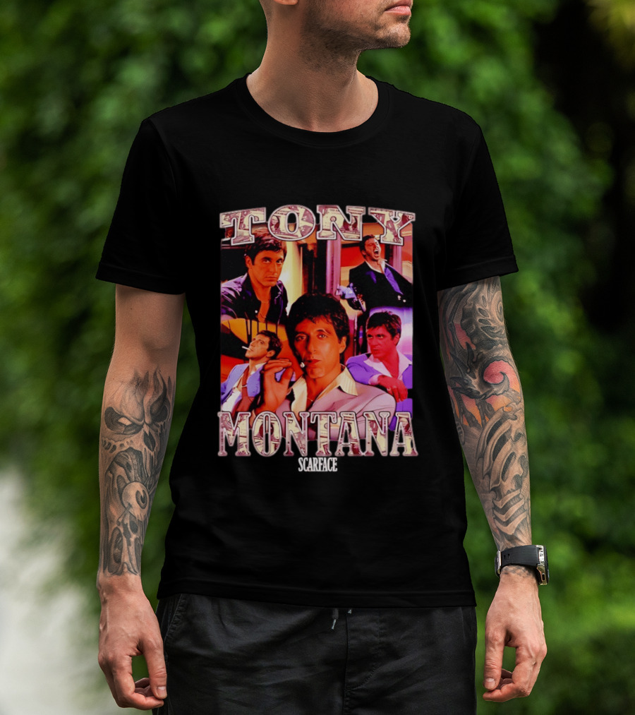 Tony Montana Scarface Movie Collage 80s Film T-Shirt