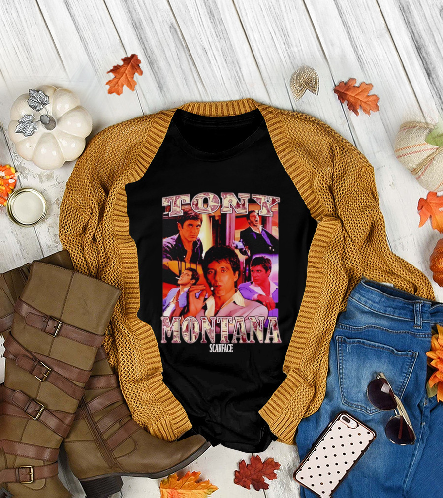 Tony Montana Scarface Movie Collage 80s Film T-Shirt