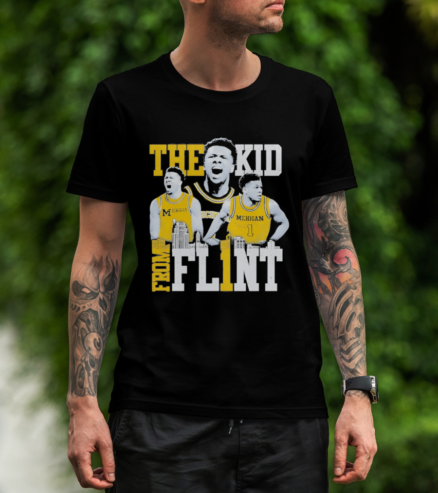 The Kid From Flint Trey McKenney Michigan Wolverines Basketball Skyline T-Shirt