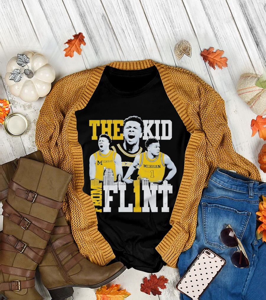 The Kid from Flint Trey McKenney Michigan Wolverines Basketball Skyline T-Shirt