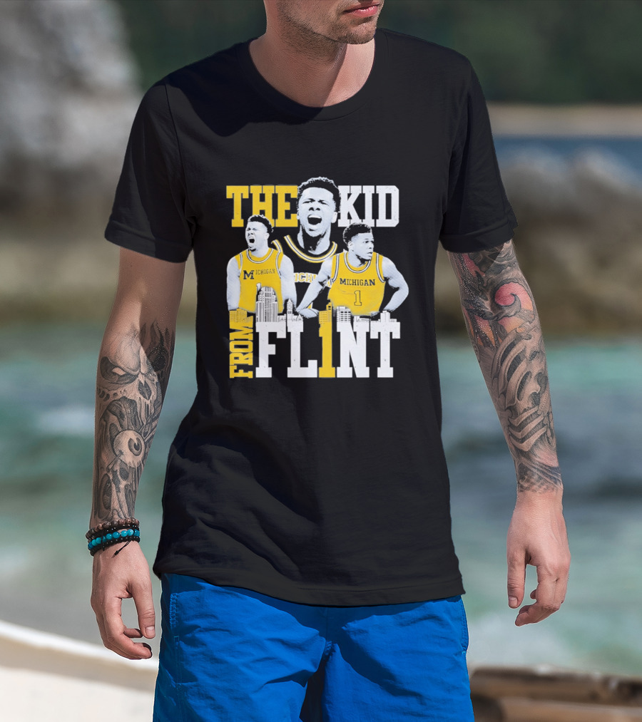 The Kid From Flint Trey McKenney Michigan Wolverines Basketball Skyline T-Shirt