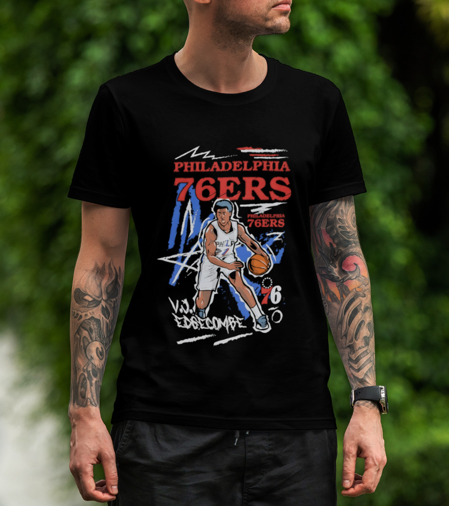 Philadelphia 76ers VJ Edgecombe NBA Player Cartoon 76 T-Shirt