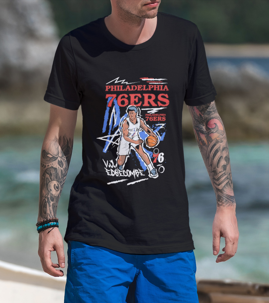 Philadelphia 76ers VJ Edgecombe NBA Player Cartoon 76 T-Shirt