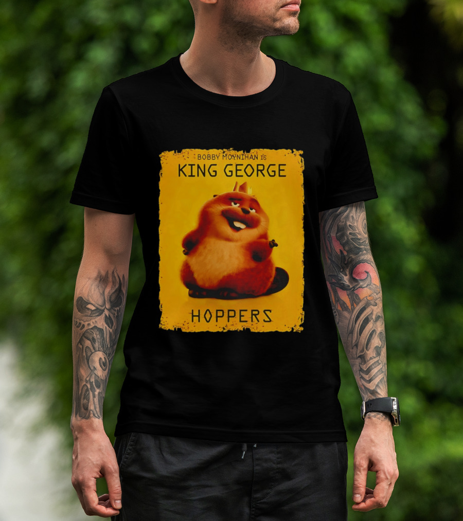 Bobby Moynihan Is King George Hoppers Smiling Cartoon Character With Crown On Orange T-Shirt