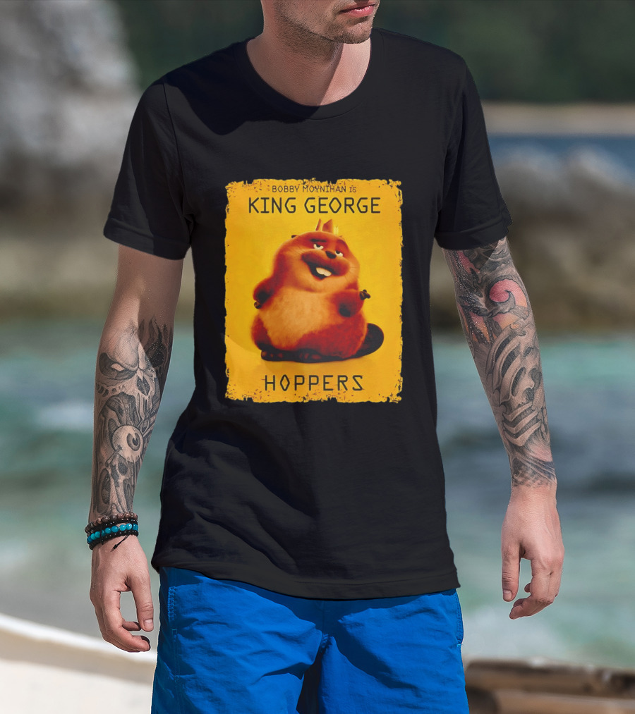 Bobby Moynihan Is King George Hoppers Smiling Cartoon Character With Crown On Orange T-Shirt