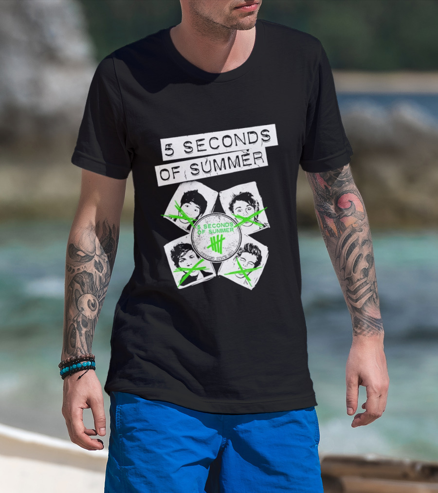 5 Seconds Of Summer 5SOS Green Iconic Faces Derping Since 2011 T-Shirt
