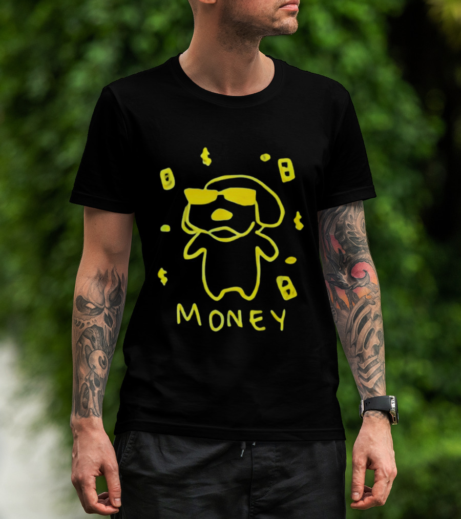 Golden Retriever Money Dog With Sunglasses Drawing T-Shirt
