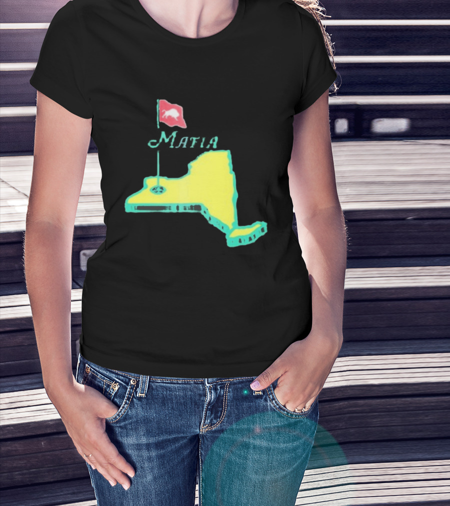 Buffalo Bills Mafia New York Golf Flag Map T-Shirt