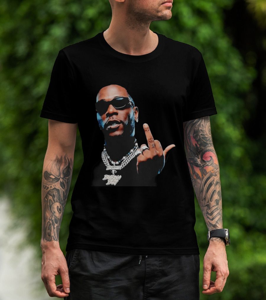 Burna Boy Middle Finger Gesture Bold Jewelry And Sunglasses Look T-Shirt