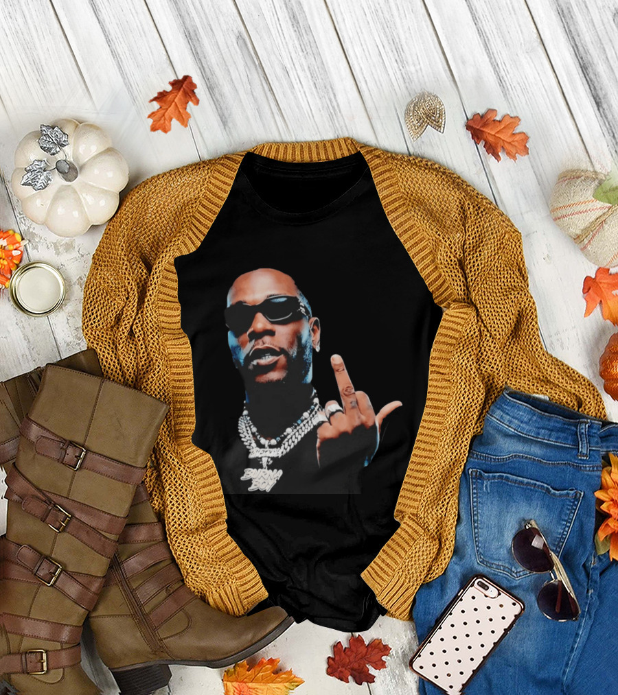 Burna Boy Middle Finger Gesture Bold Jewelry and Sunglasses Look T-Shirt