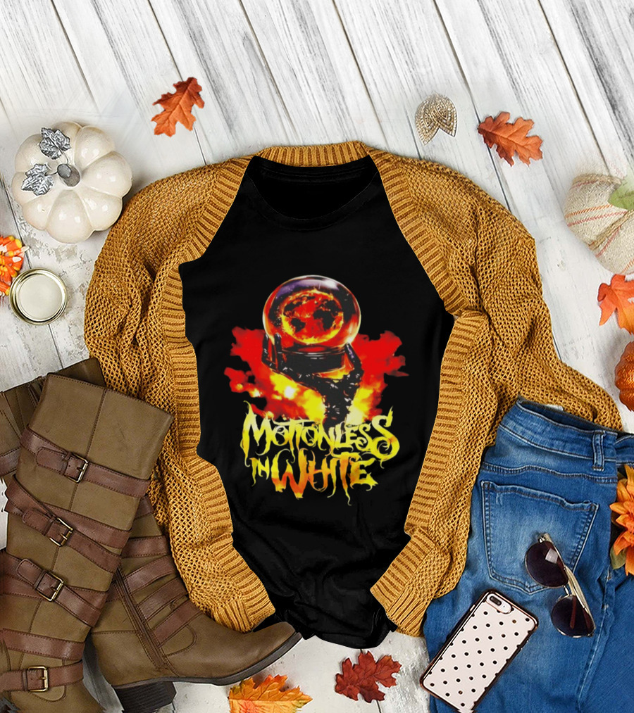 Motionless In White Scoring the End of the World Gothic Crystal Ball Fiery Hand T-Shirt