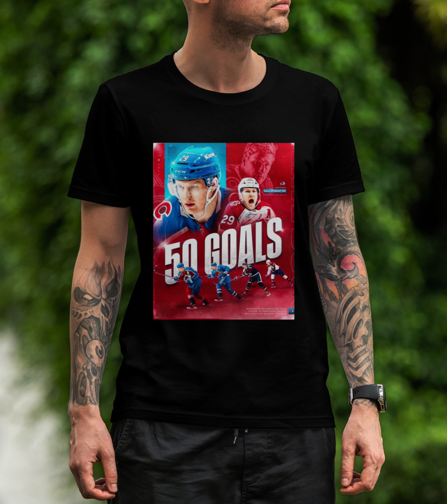 Colorado Avalanche Nathan MacKinnon 50 Goals Achievement NHL Career Milestone T-Shirt