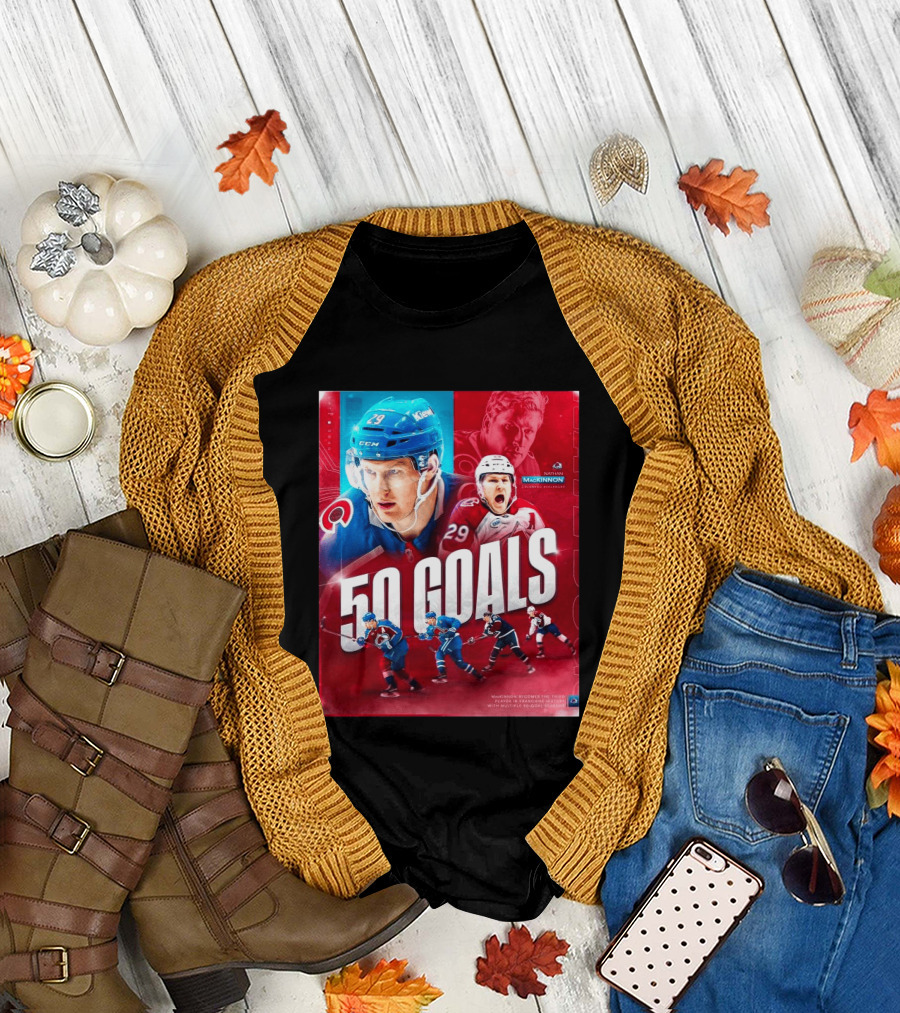 Colorado Avalanche Nathan MacKinnon 50 Goals Achievement NHL Career Milestone T-Shirt