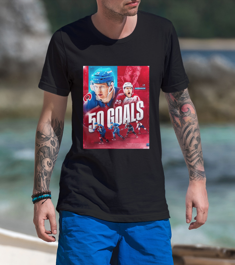 Colorado Avalanche Nathan MacKinnon 50 Goals Achievement NHL Career Milestone T-Shirt