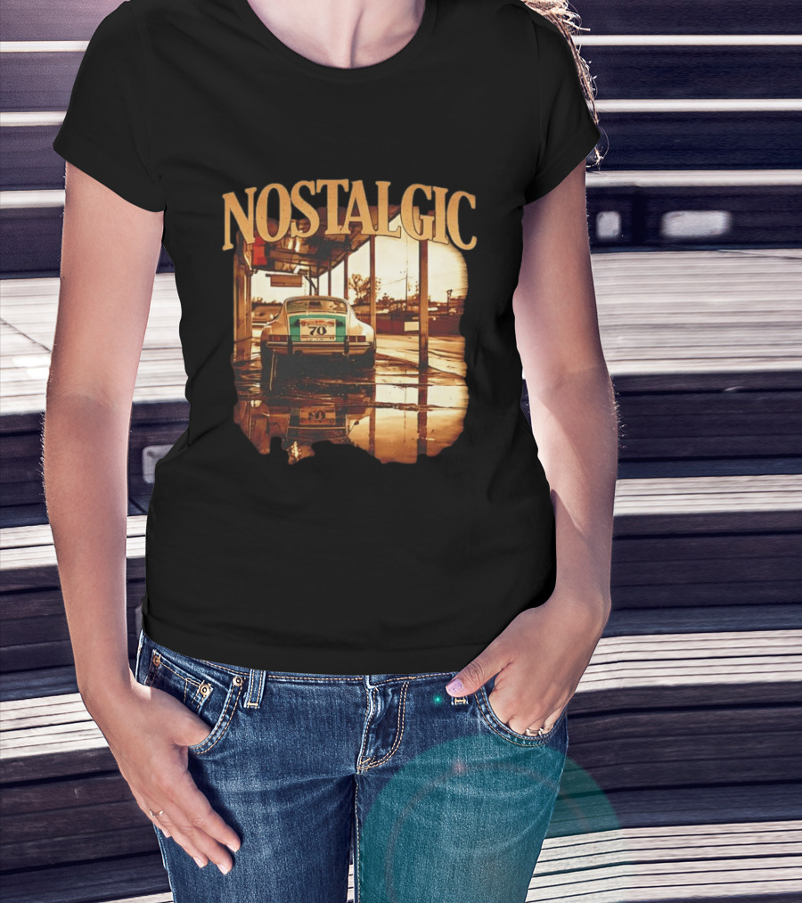 Nostalgic Vintage Car Rear View With Racing Number 70 T-Shirt