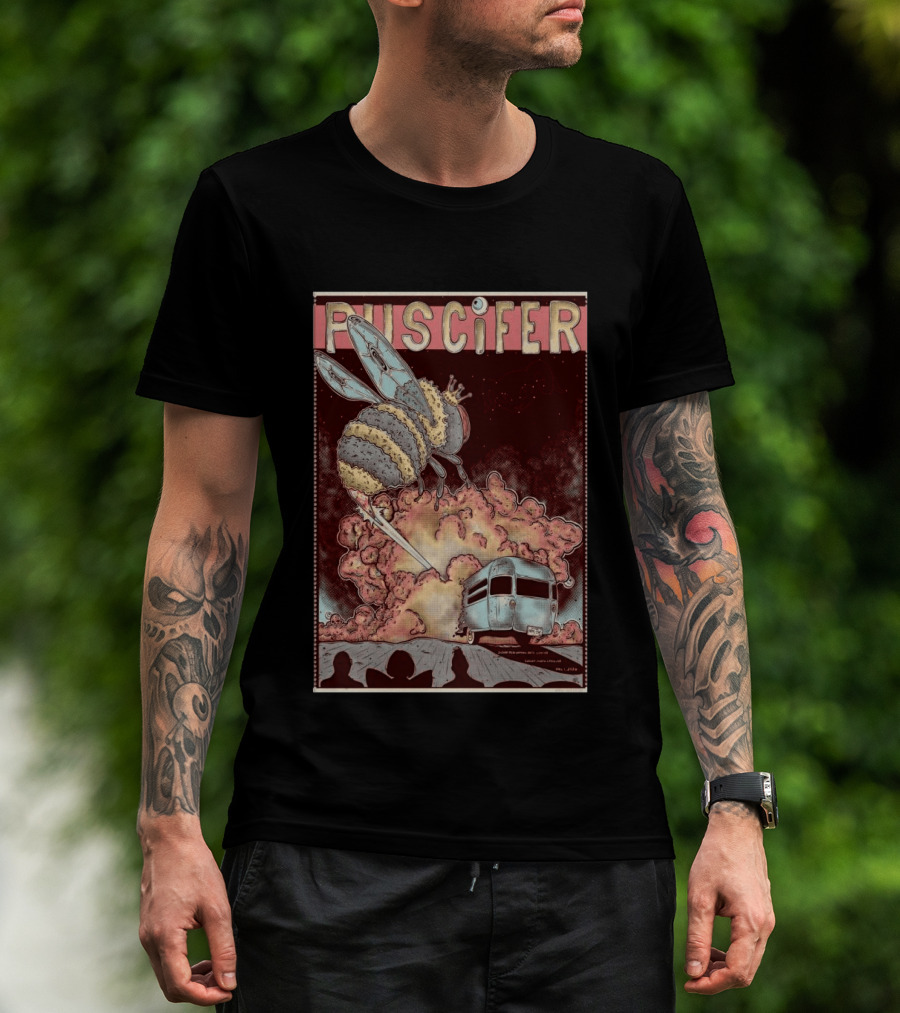 Puscifer Durham Performing Arts Center April 1 2026 Tour With Crowned Bee And Trailer T-Shirt
