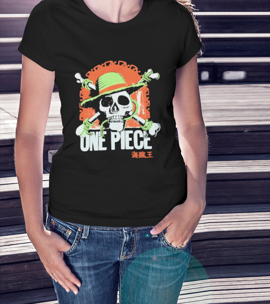 Ripple Junction One Piece Jolly Roger Skull With Hat T-Shirt