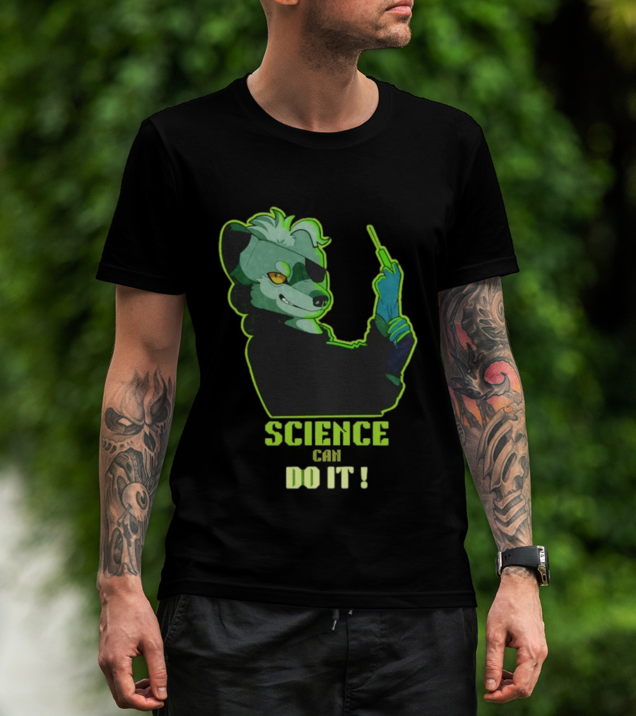 Science Can Do It Cartoon Panda With Test Tube T-Shirt