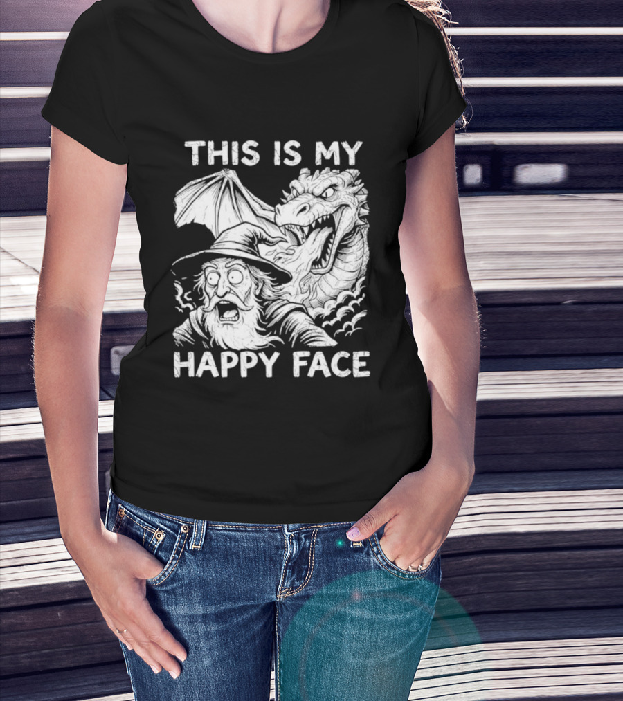 This Is My Happy Face Dungeon Master Dragon Wizard Expression T-Shirt