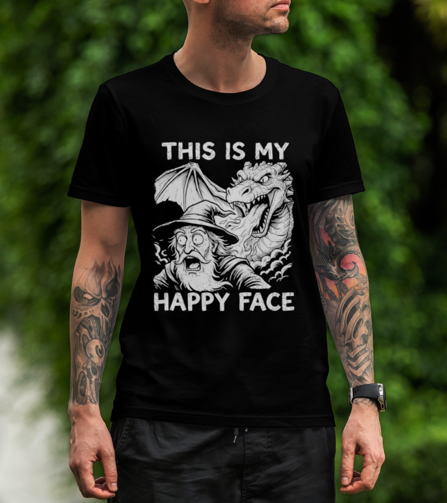 This Is My Happy Face Dungeon Master Dragon Wizard Expression T-Shirt