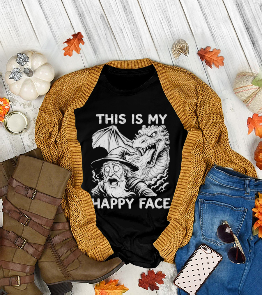 This Is My Happy Face Dungeon Master Dragon Wizard Expression T-Shirt
