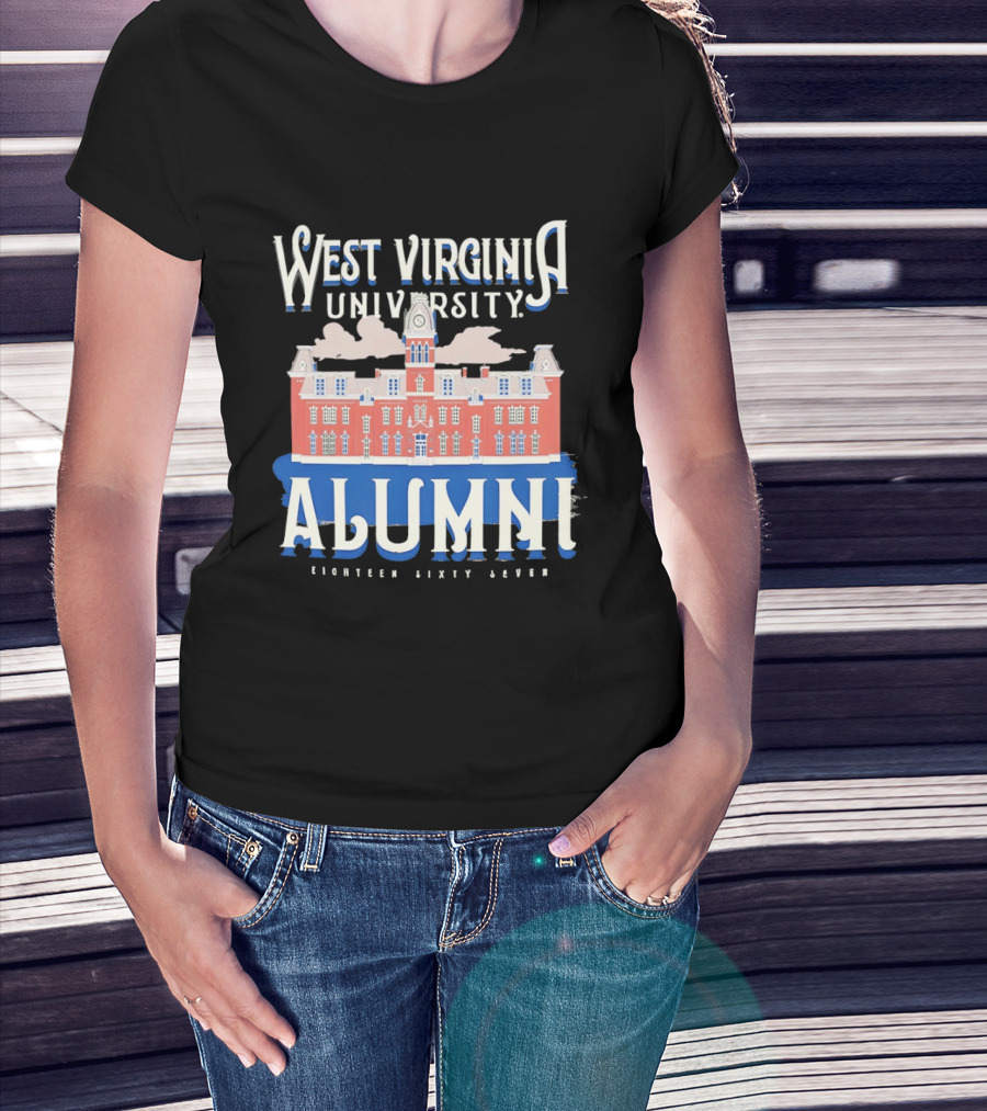 West Virginia University Alumni Eighteen Sixty Seven College Campus Building T-Shirt