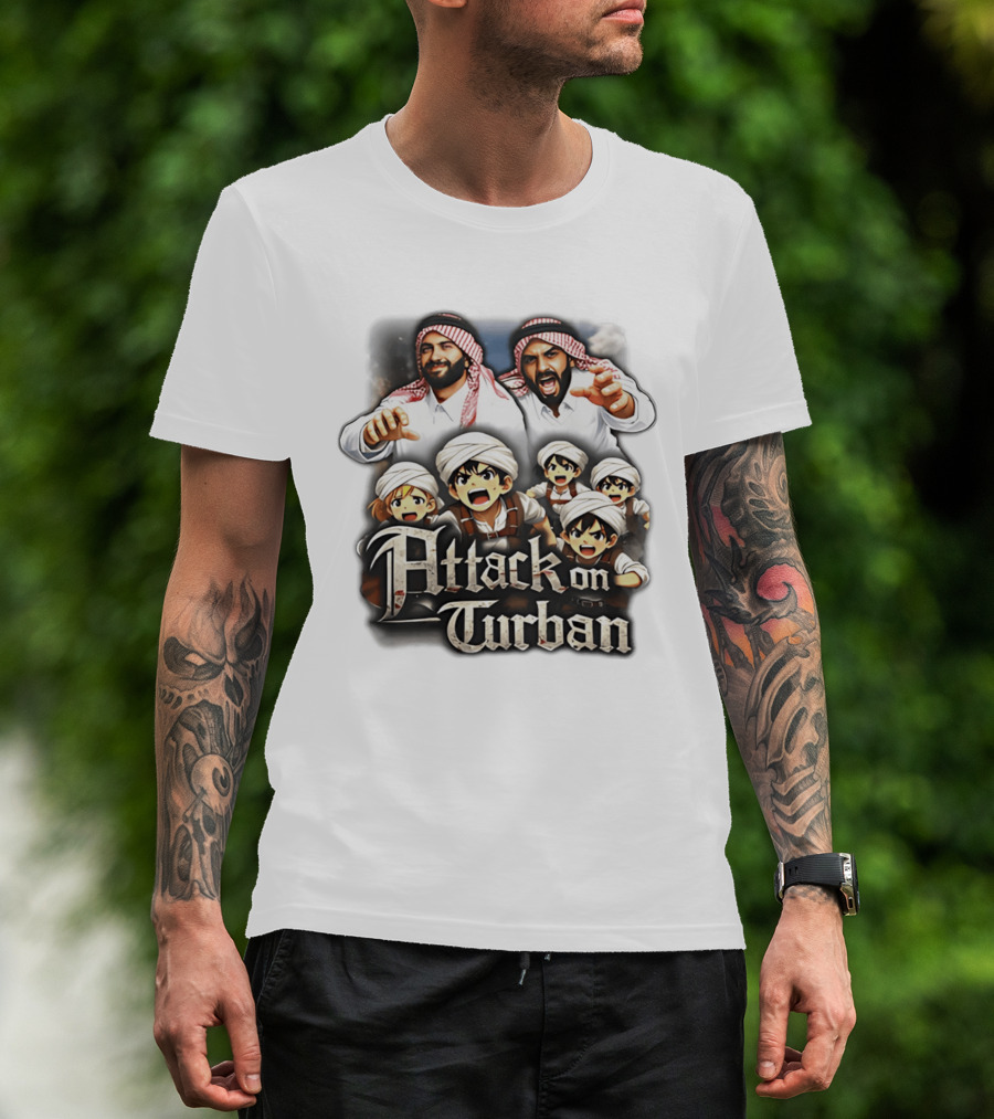 Attack On Turban Anime Characters And Traditional Attire T-Shirt
