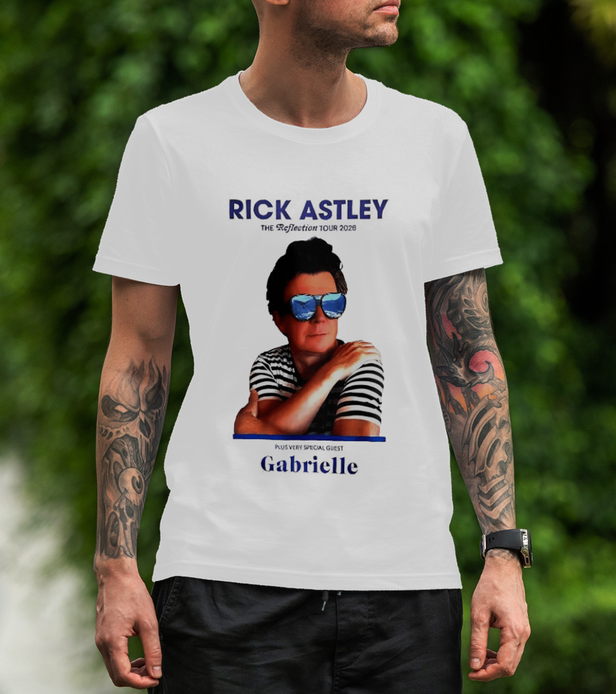 Rick Astley Tour 2026 Reflection Cool Shades Stripes T-Shirt