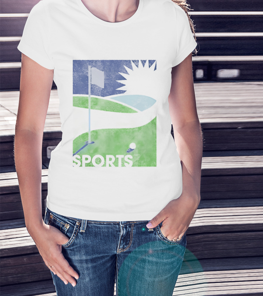Golf Course Scenery Sports Landscape Sun Flag Ball T-Shirt