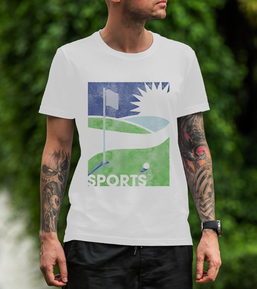 Golf Course Scenery Sports Landscape Sun Flag Ball T-Shirt