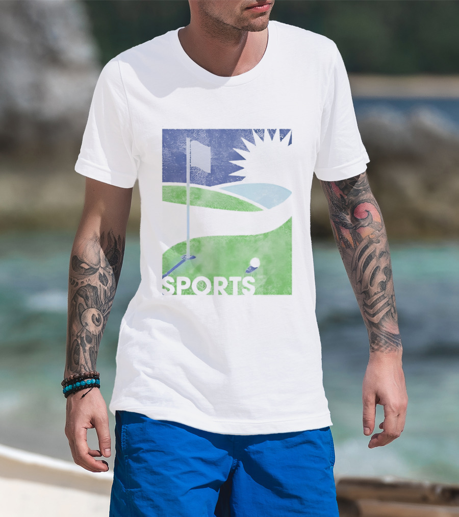 Golf Course Scenery Sports Landscape Sun Flag Ball T-Shirt
