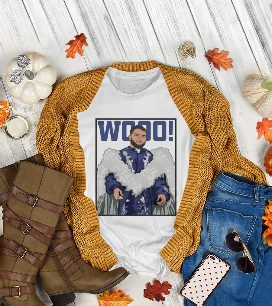 Wooo Skatt Flair New York Giants Iconic Blue Robe T-Shirt