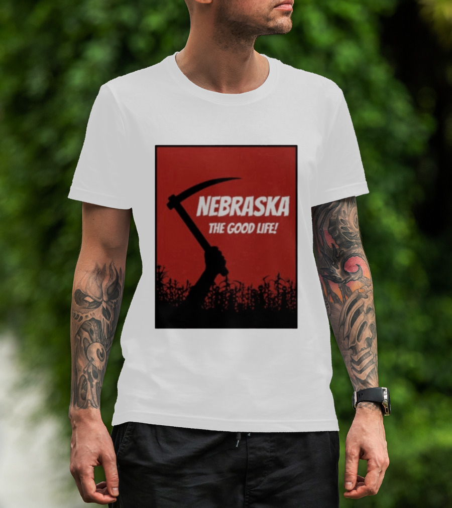 Nebraska The Good Life Hand With Sickle And Crop T-Shirt