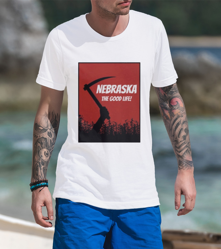 Nebraska The Good Life Hand With Sickle And Crop T-Shirt