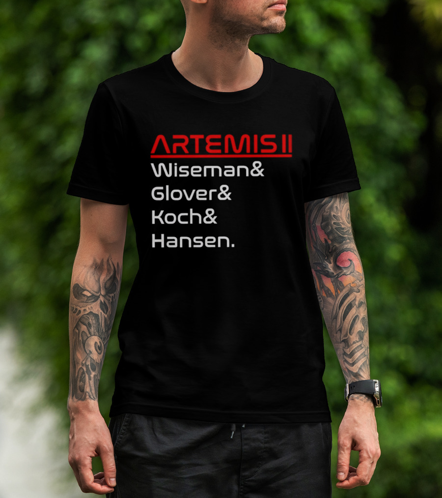 Artemis II Wiseman Glover Koch Hansen Crew Names T-Shirt