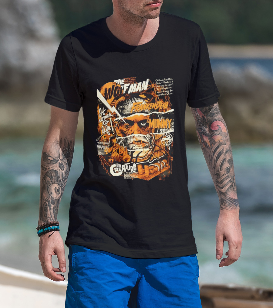 The Wolfman Frankenstein Mummy Creature It Comes To Life T-Shirt