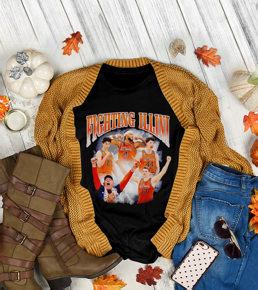 Fighting Illini Brad Underwood Illinois Basketball Team Players T-Shirt