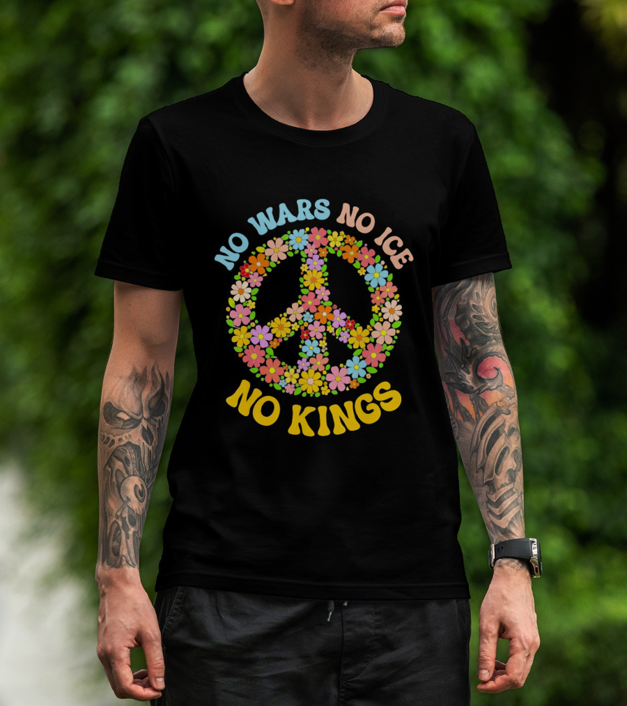 No Wars No Ice No Kings Peace Floral Motif T-Shirt