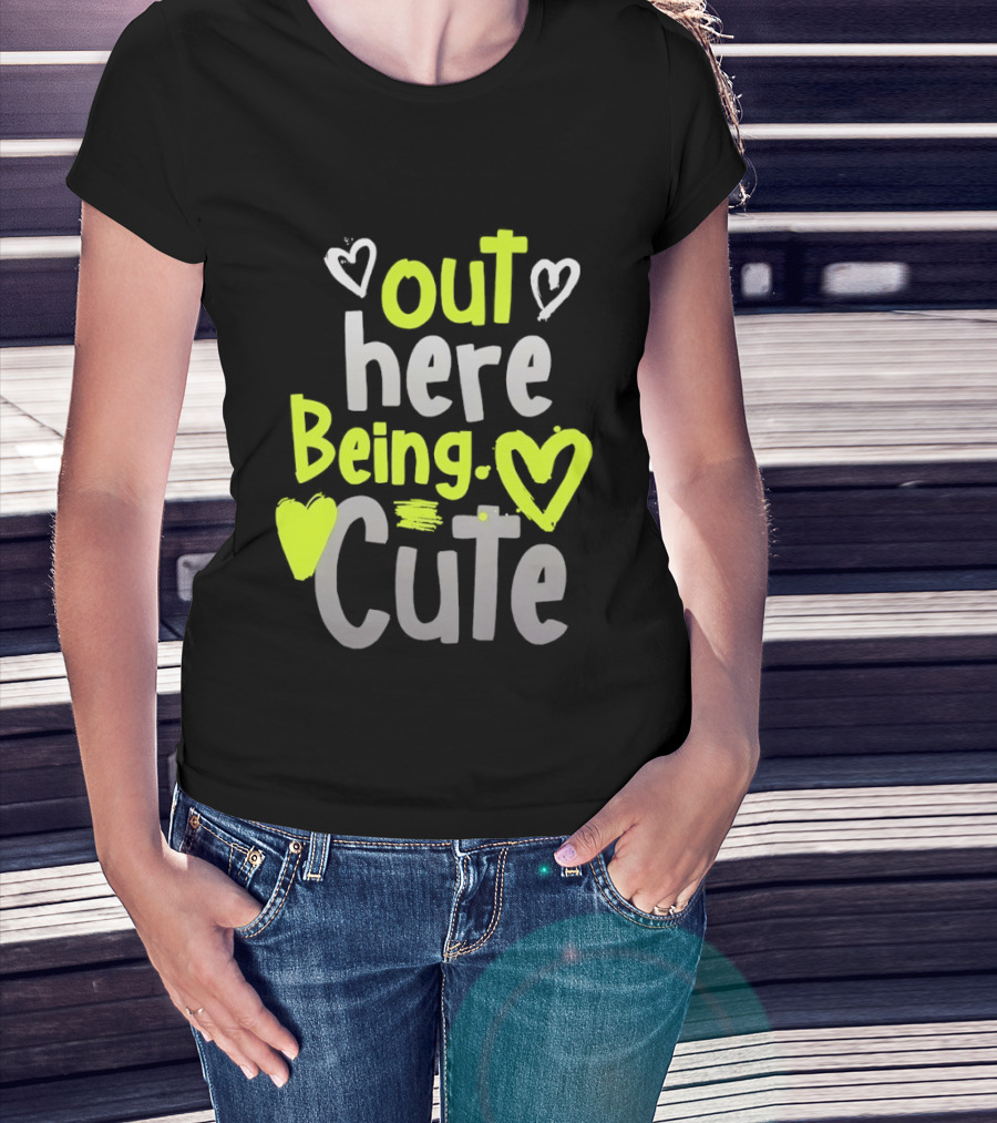 Out Here Being Cute With Heart And Love Illustrations T-Shirt