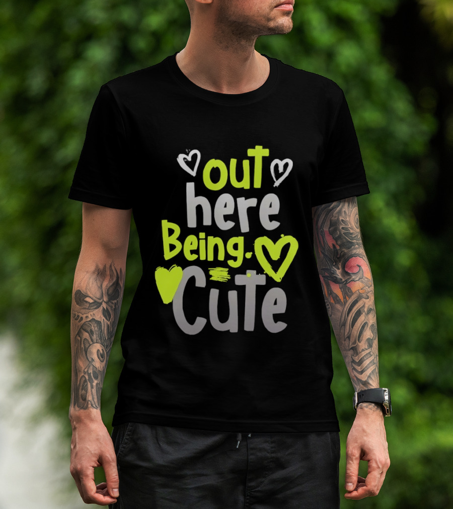Out Here Being Cute With Heart And Love Illustrations T-Shirt
