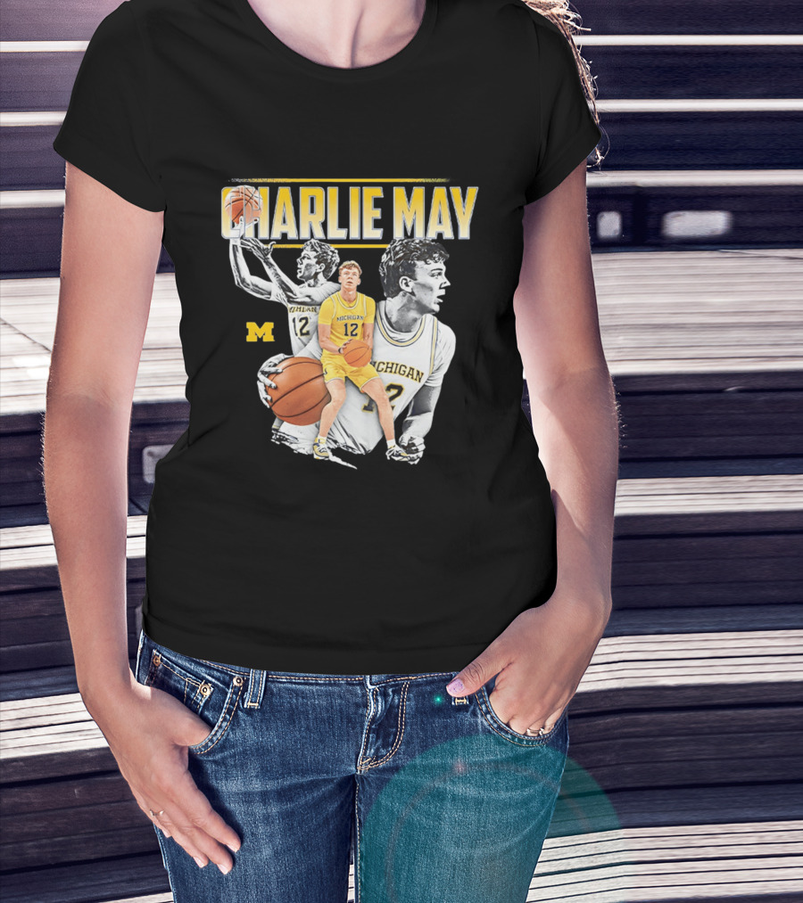 Charlie May Michigan Basketball NCAA Number 12 Collage T-Shirt