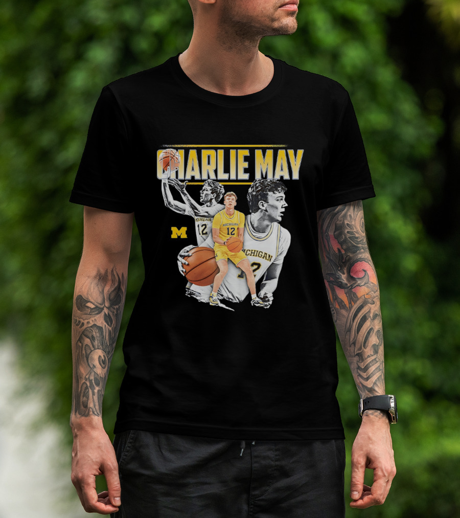 Charlie May Michigan Basketball NCAA Number 12 Collage T-Shirt