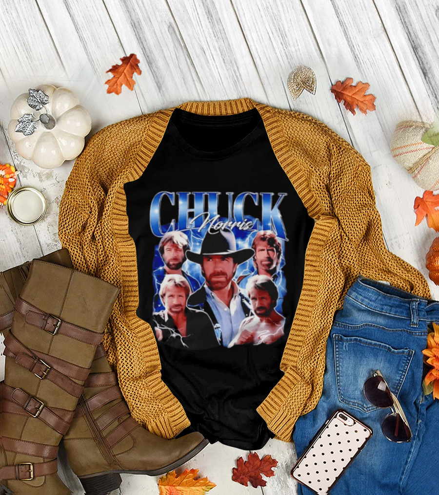 Chuck Norris 1940 2026 Collage of Iconic Action Hero T-Shirt