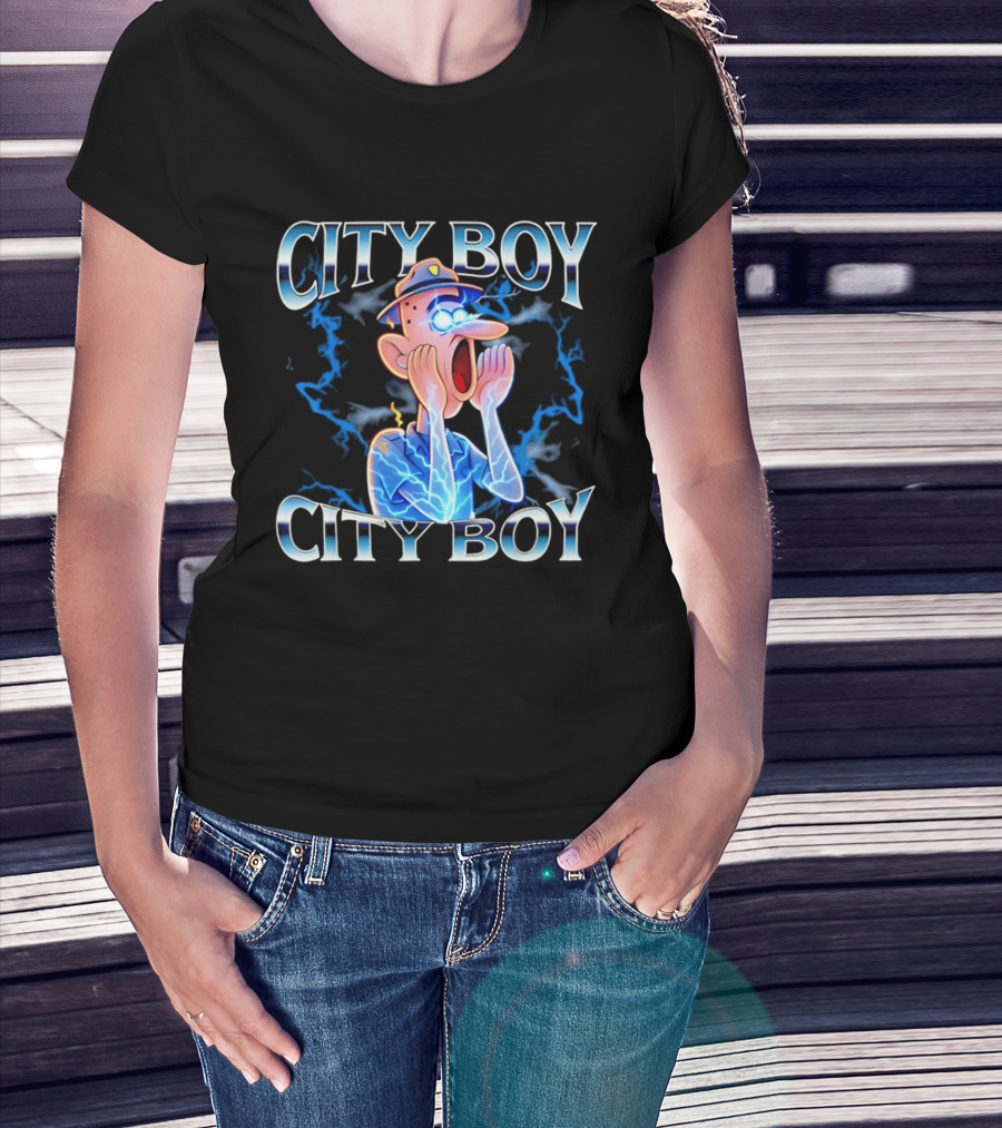 City Boy Brainrot Meme Reaction Cartoon Loud Expression T-Shirt