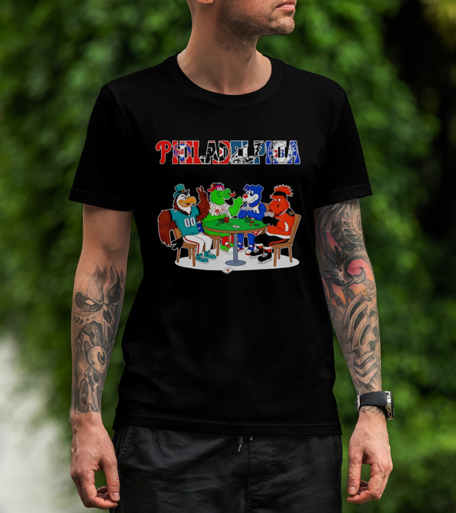 Philadelphia Mascots Playing Poker Cards T-Shirt