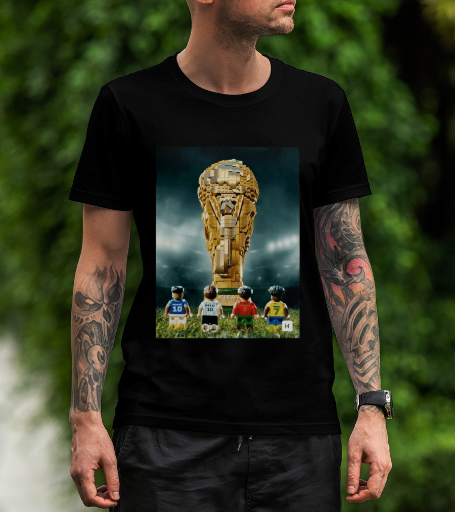 LEGO Football Legends FIFA World Cup 2026 Trophy Lionel Messi Cristiano Ronaldo Kylian Mbappé Vinicius Junior T-Shirt