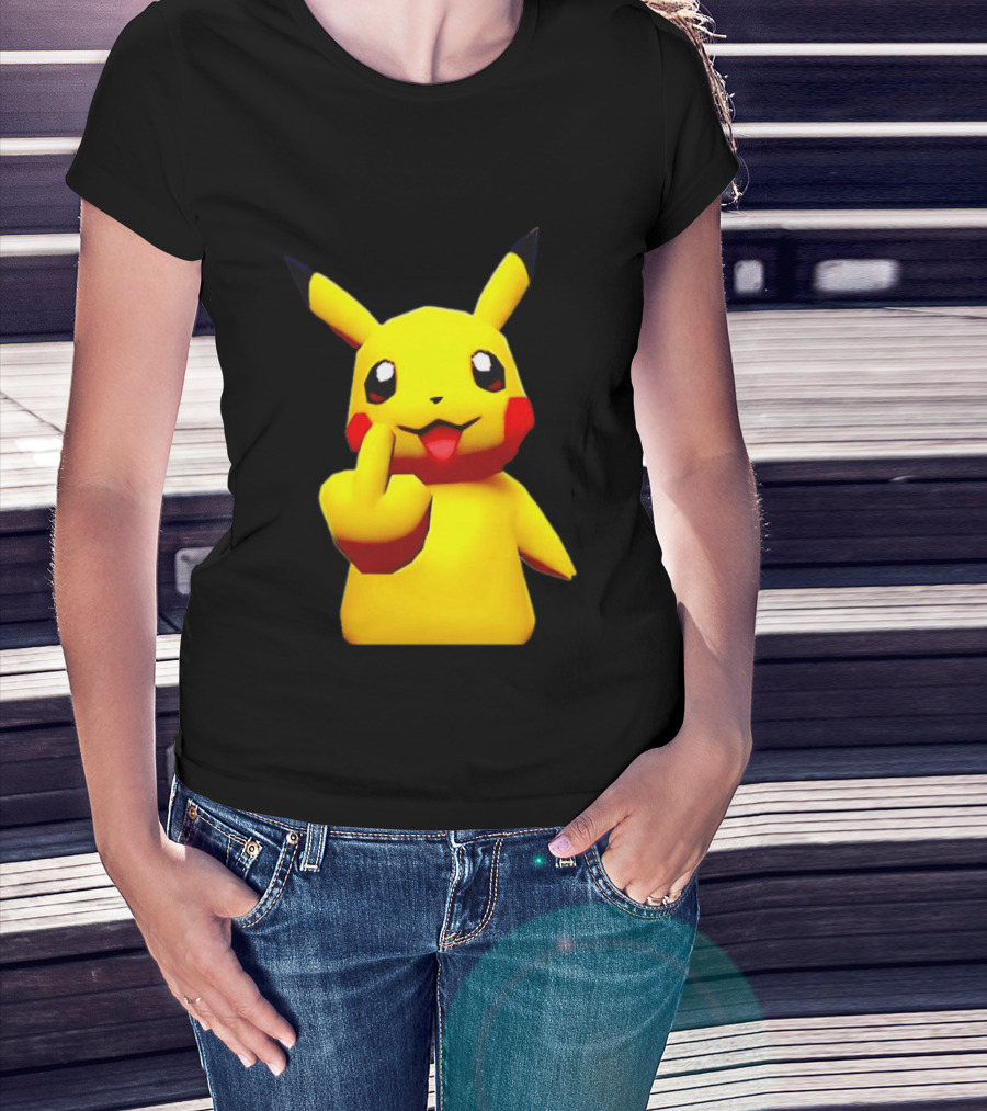 Pikachu Pokémon Middle Finger Gesture T-Shirt