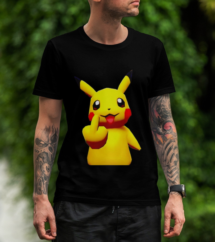 Pikachu Pokémon Middle Finger Gesture T-Shirt