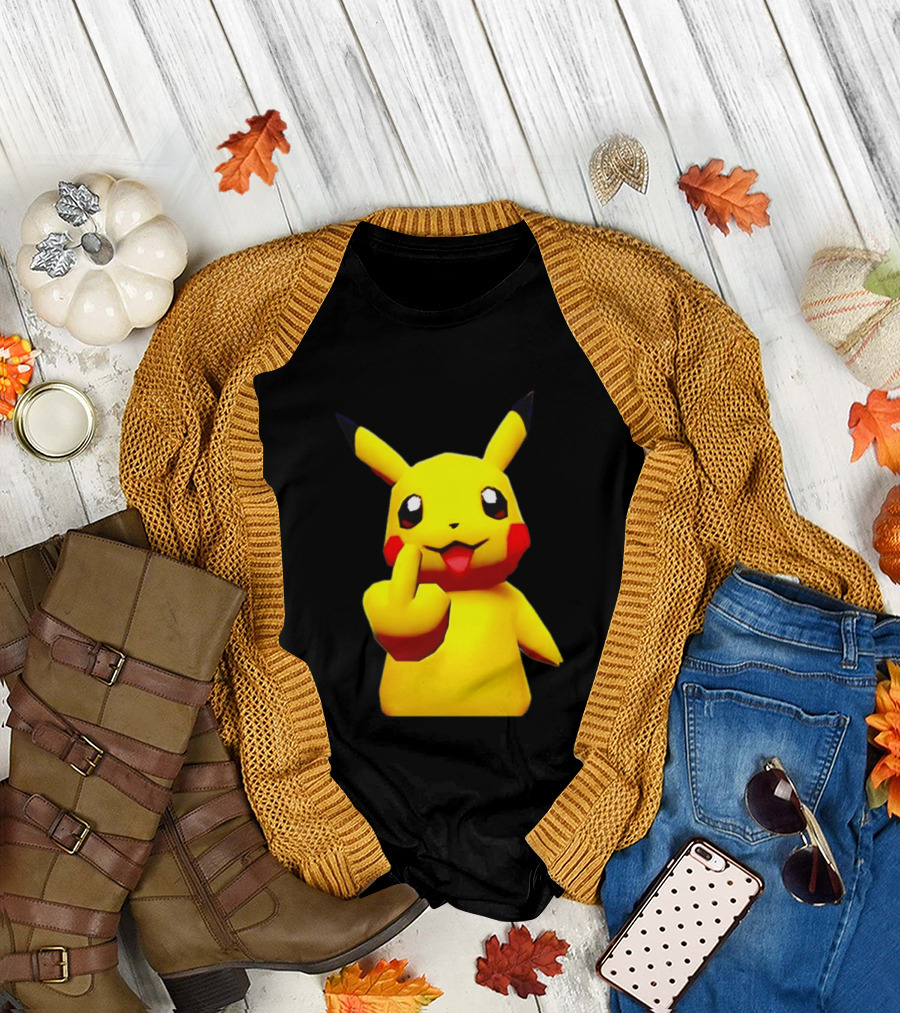 Pikachu Pokémon Middle Finger Gesture T-Shirt